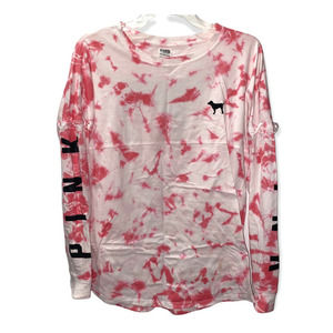 𝅺pink Victoria’s Secret Long Sleeve Tie-Dye Spirit Jersey Shirt Size XS